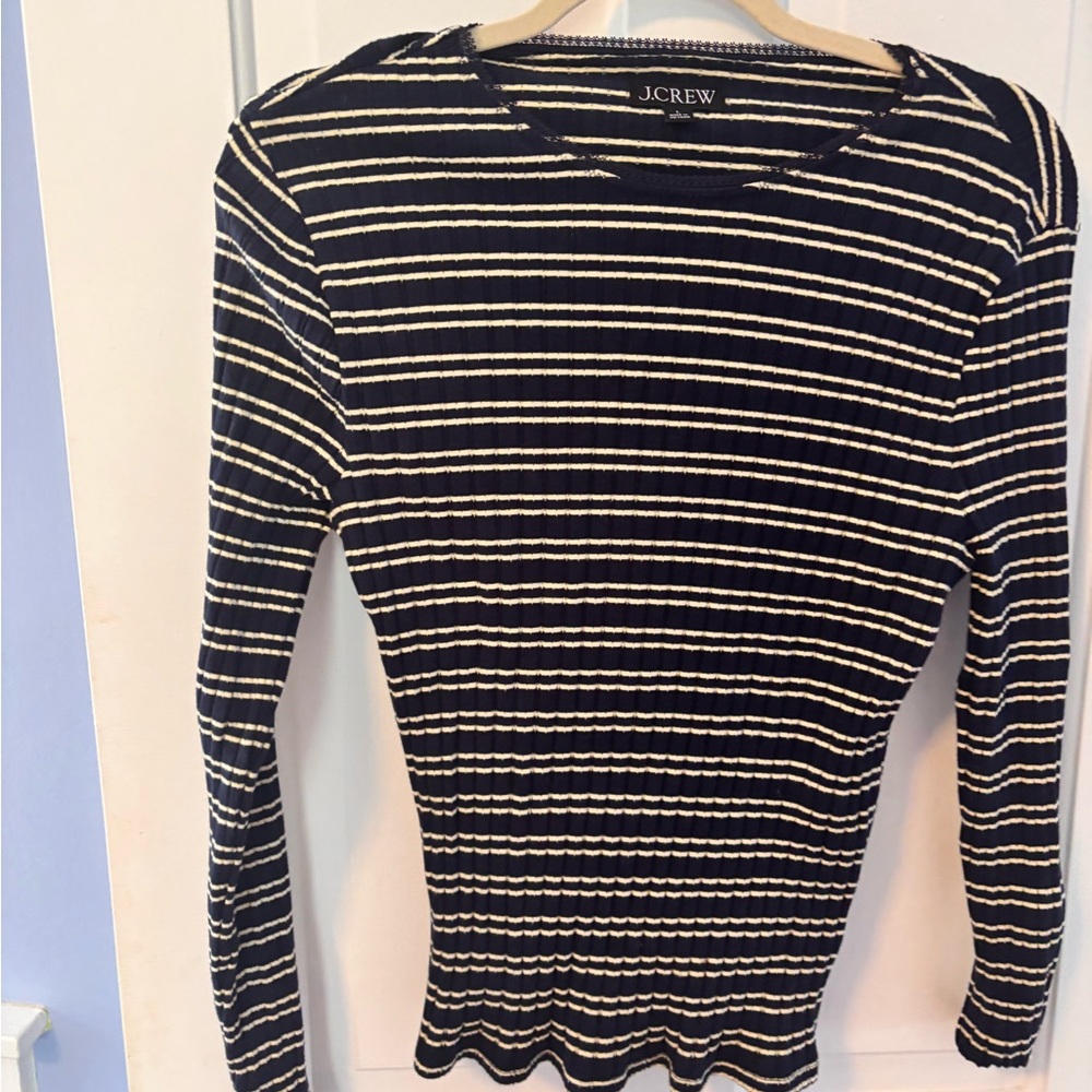 J.Crew Navy and White Striped Top